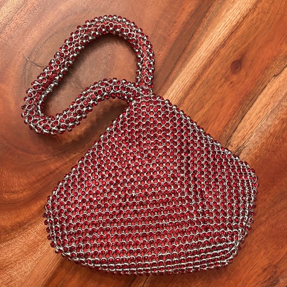 Cache Handbags - NEW! CACHE RED/SILVER SPARKLY WRISTLET
